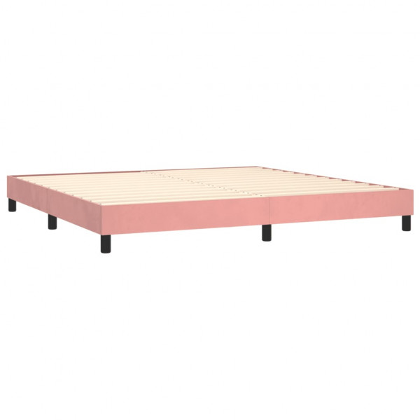 Cama com molas/colchão 200x200 cm veludo rosa M 4