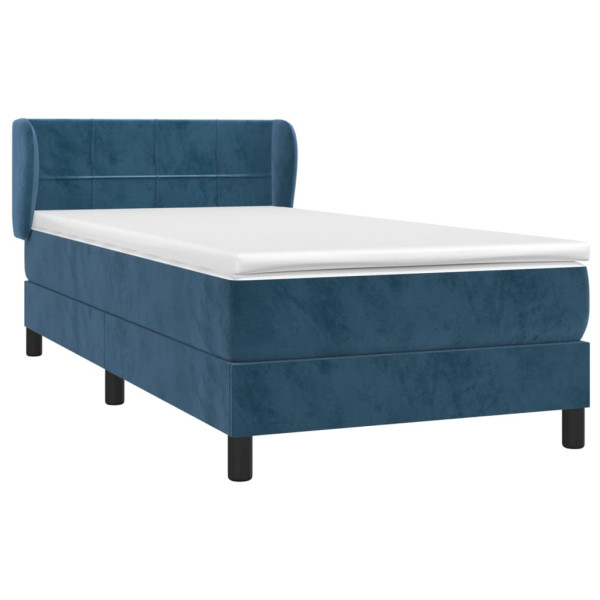 Cama box spring con colchón terciopelo azul oscuro 90x200 cm M 3