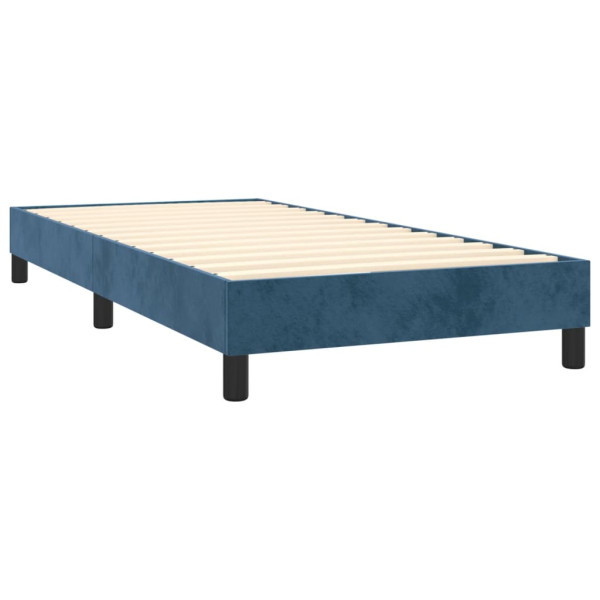 Cama box spring con colchón terciopelo azul oscuro 90x200 cm M 4