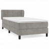 Cama com molas/colchão 100x200 cm veludo cinza-claro 2