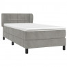 Cama box spring con colchón terciopelo gris claro 100x200 cm 3