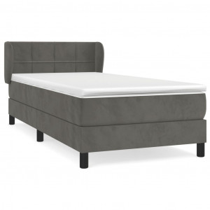 Cama box spring con colchón terciopelo gris oscuro 100x200 cm H