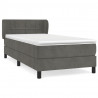 Cama box spring con colchón terciopelo gris oscuro 100x200 cm 2