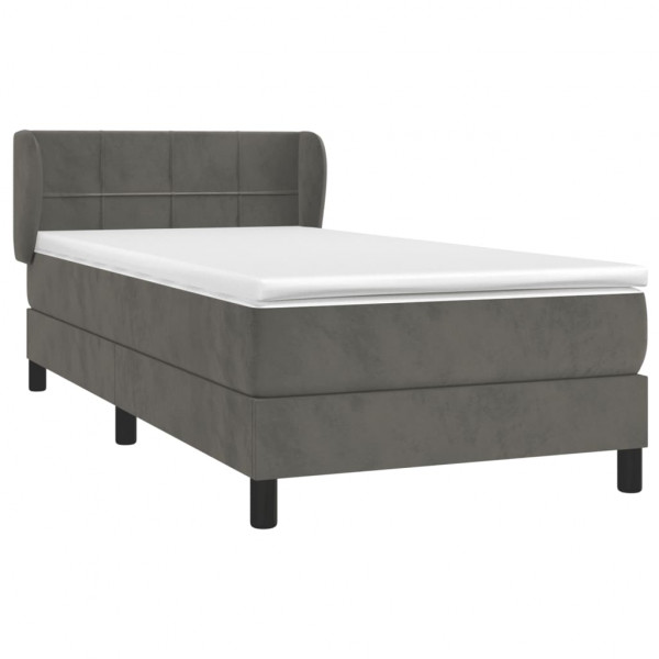 Cama com molas/colchão 100x200 cm veludo cinza-escuro M 3