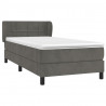 Cama com molas/colchão 100x200 cm veludo cinza-escuro 3