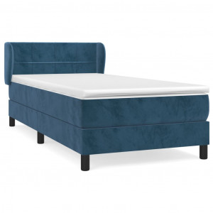 Cama box spring con colchón terciopelo azul oscuro 100x200 cm H