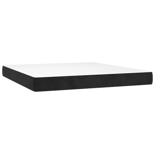 Cama box spring con colchón terciopelo negro 180x200 cm M 5