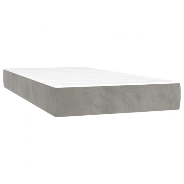 Cama box spring con colchón terciopelo gris claro 90x190 cm M 5