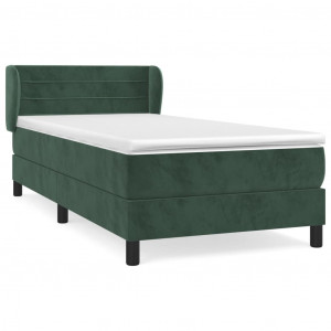 Cama box spring con colchón terciopelo verde oscuro 90x200 cm H