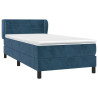 Cama com molas/colchão 90x200 cm veludo azul-escuro 3