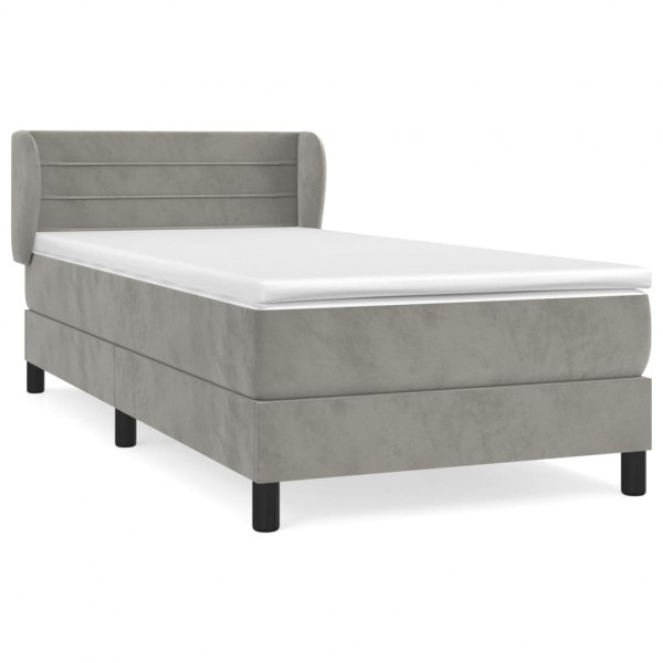 Cama com molas/colchão 100x200 cm veludo cinza-claro M 2