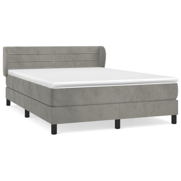 Cama box spring con colchón terciopelo gris claro 140x200 cm M 2