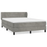 Cama box spring con colchón terciopelo gris claro 140x200 cm 2
