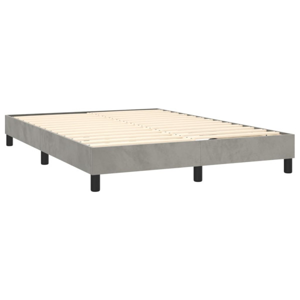 Cama com molas/colchão 140x200 cm veludo cinzento-claro M 4