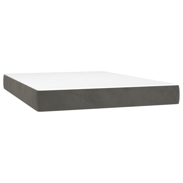 Cama box spring con colchón terciopelo gris oscuro 140x200 cm M 5