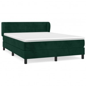 Cama com molas/colchão 140x200 cm veludo verde-escuro H