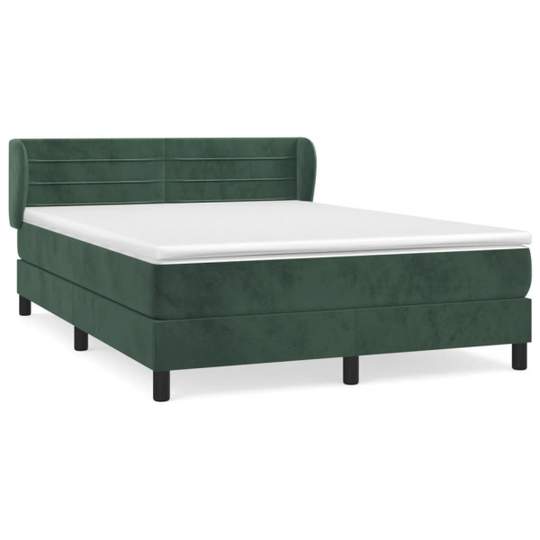 Cama box spring con colchón terciopelo verde oscuro 140x200 cm M 2
