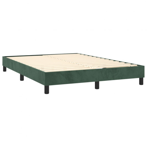 Cama com molas/colchão 140x200 cm veludo verde-escuro M 4