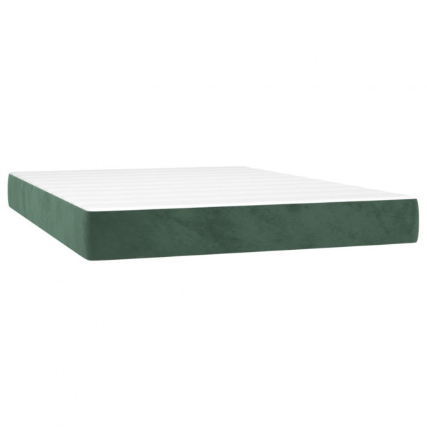 Cama box spring con colchón terciopelo verde oscuro 140x200 cm M 5