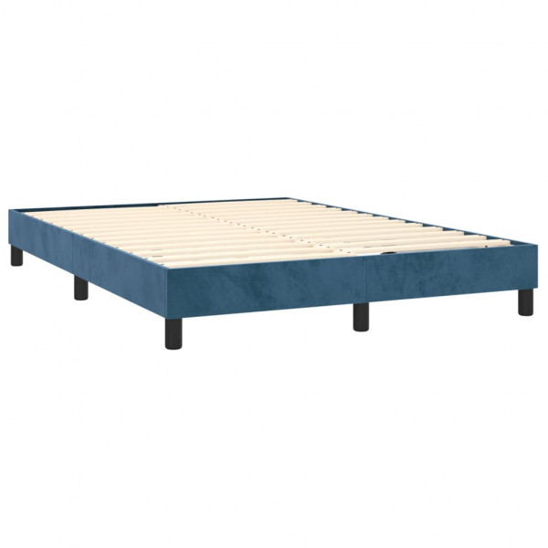 Cama com molas/colchão 140x200 cm veludo azul-escuro M 4