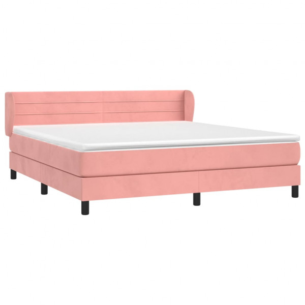 Cama com molas/colchão 160x200 cm veludo rosa M 3