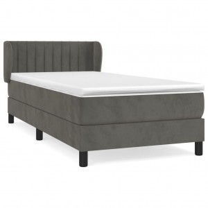 Cama com molas/colchão 90x200 cm veludo cinza-escuro H