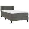 Cama box spring con colchón terciopelo gris oscuro 90x200 cm 3