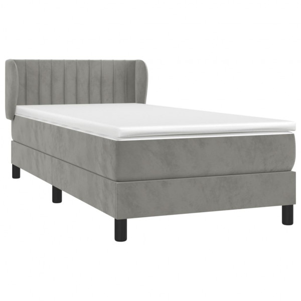 Cama com molas/colchão 100x200 cm veludo cinza-claro M 3