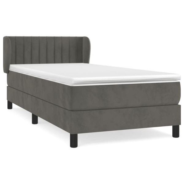 Cama com molas/colchão 100x200 cm veludo cinza-escuro M 2