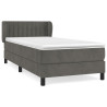 Cama box spring con colchón terciopelo gris oscuro 100x200 cm 2