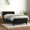 Cama box spring con colchón terciopelo negro 100x200 cm 1
