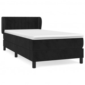 Cama box spring con colchón terciopelo negro 100x200 cm H