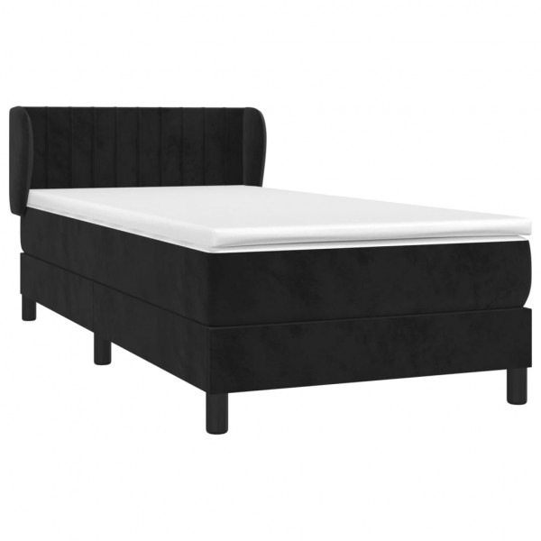 Cama box spring con colchón terciopelo negro 100x200 cm M 3