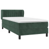 Cama com molas/colchão 100x200 cm veludo verde-escuro 3