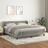Cama box spring con colchón terciopelo gris claro 160x200 cm 1
