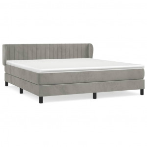 Cama box spring con colchón terciopelo gris claro 160x200 cm H
