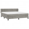 Cama box spring con colchón terciopelo gris claro 160x200 cm 3