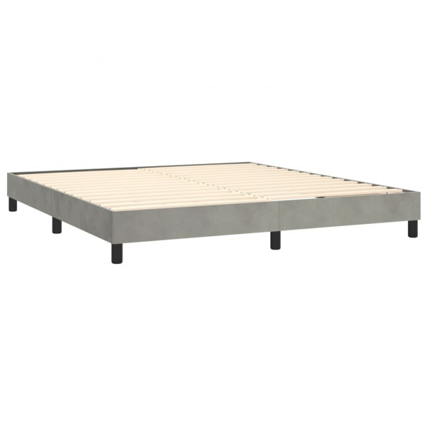 Cama box spring con colchón terciopelo gris claro 160x200 cm M 4