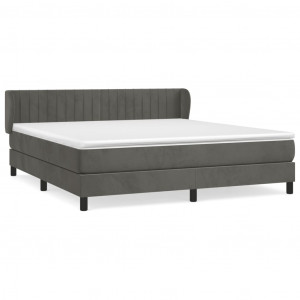 Cama box spring con colchón terciopelo gris oscuro 160x200 cm H