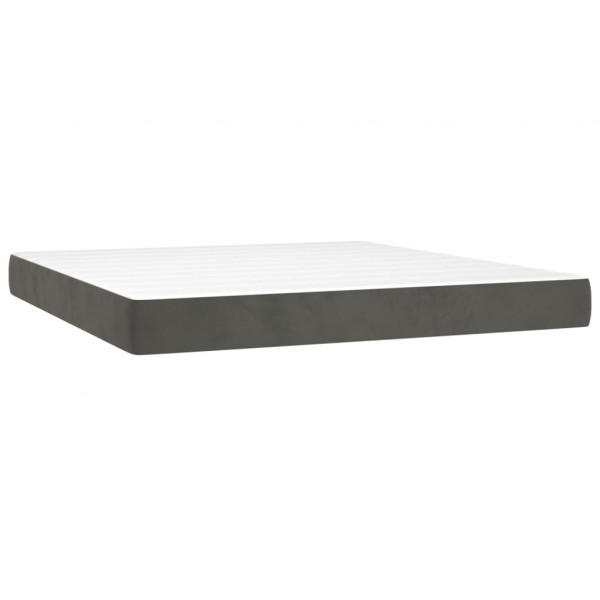 Cama box spring con colchón terciopelo gris oscuro 160x200 cm M 5