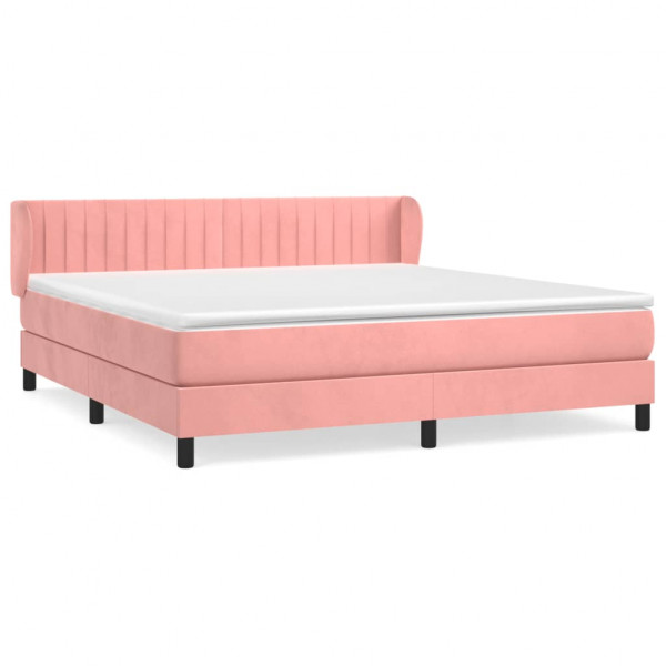 Cama com molas/colchão 160x200 cm veludo rosa M 2