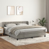Cama box spring con colchón terciopelo gris claro 160x200 cm 1