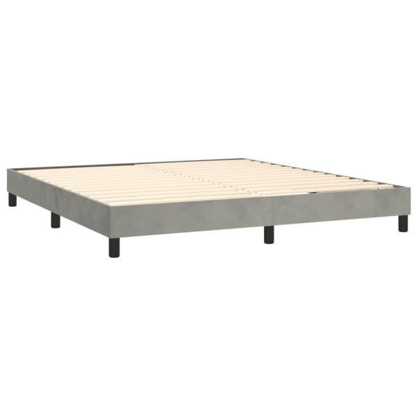 Cama box spring con colchón terciopelo gris claro 160x200 cm M 4