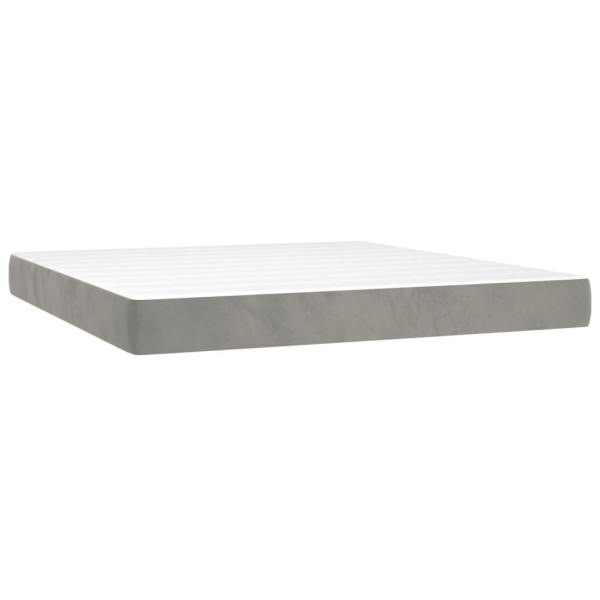 Cama box spring con colchón terciopelo gris claro 160x200 cm M 5