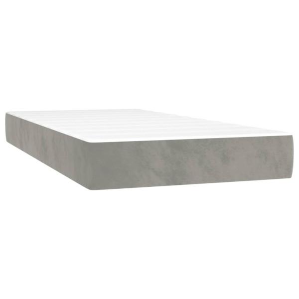 Cama box spring con colchón terciopelo gris claro 200x200 cm M 5