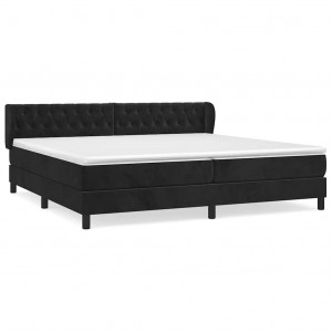 Cama com molas/colchão 200x200 cm veludo preto H