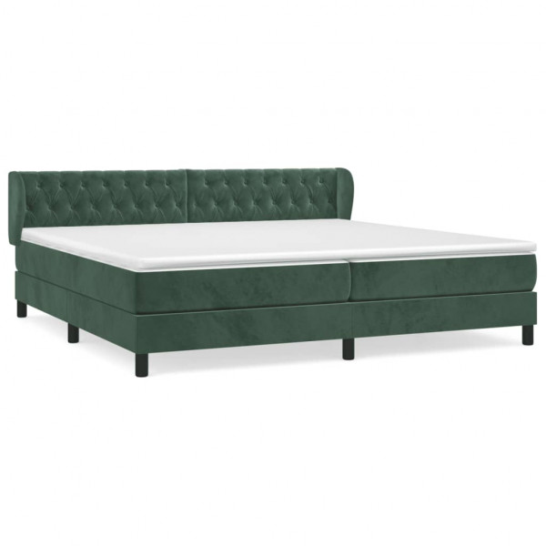 Cama com molas/colchão 200x200 cm veludo verde-escuro M 2