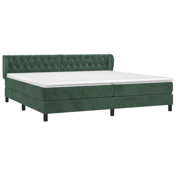 Cama box spring con colchón terciopelo verde oscuro 200x200 cm M 3