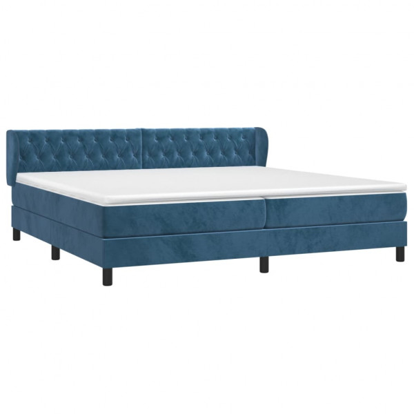 Cama com molas/colchão 200x200 cm veludo azul-escuro M 3