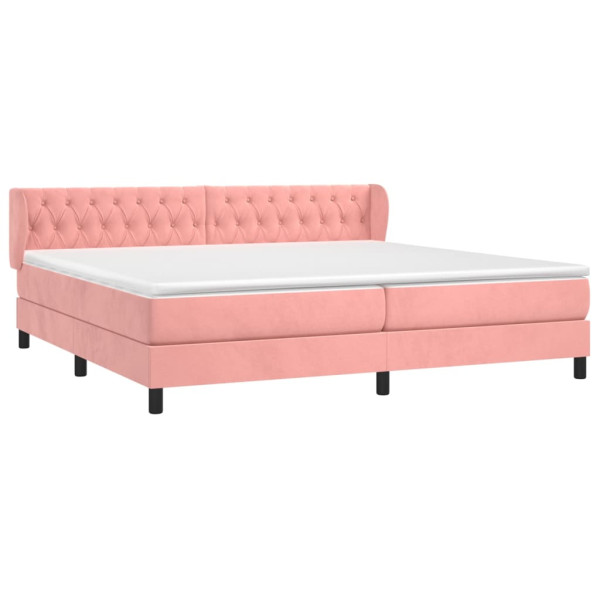 Cama com molas/colchão 200x200 cm veludo rosa M 3